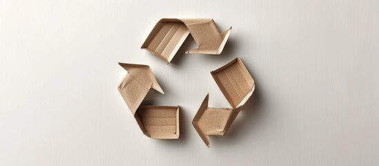 Cardboard recycling symbol isolated on white background promoting eco friendly practices for Earth Day. Copy space image. Place for adding text and design
