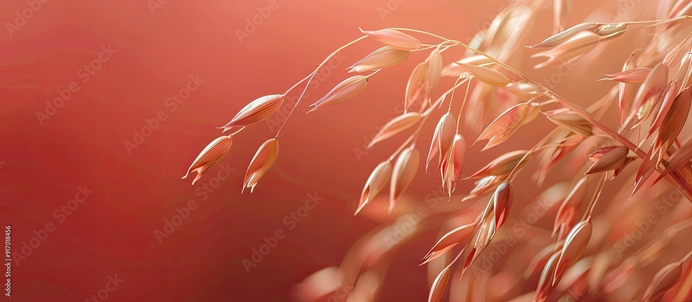 Poster close up view of a ripe oats ear with copy space image