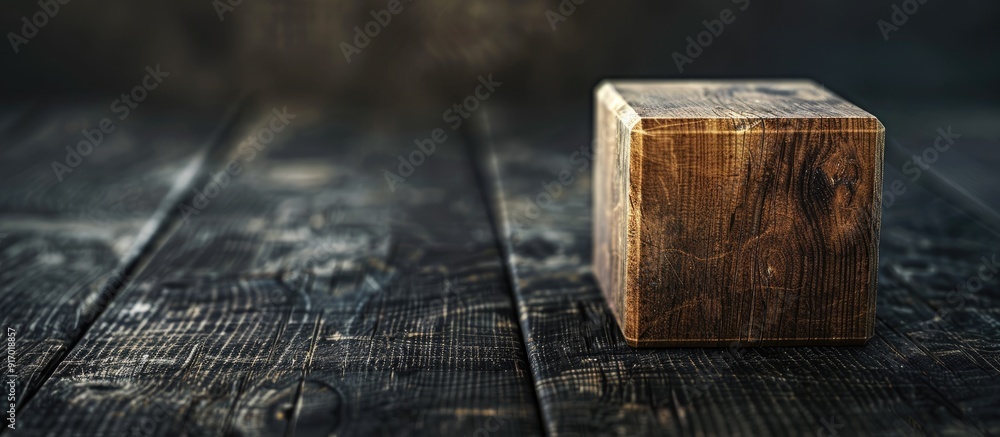 Aufkleber wooden block with a black background displaying a special order message serving as a symbolic image 