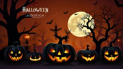 Fototapeta premium halloween background with pumpkin