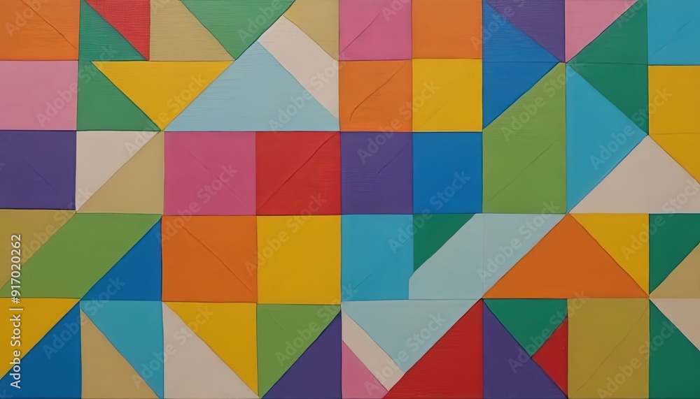 Poster A colorful mosaic of squares and triangles