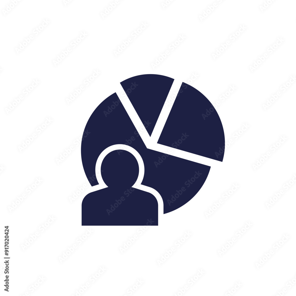 Poster segment customer icon, user segmentation pictogram on white