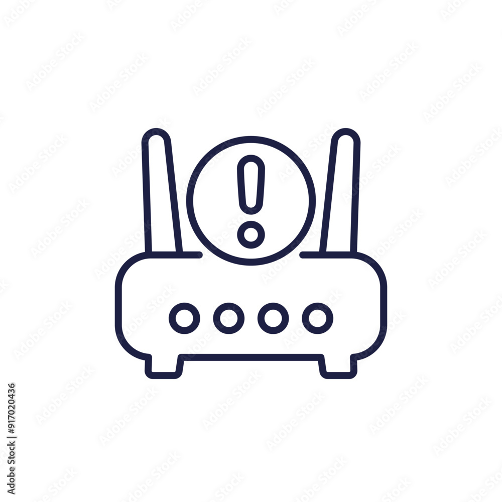 Poster router or modem error line icon