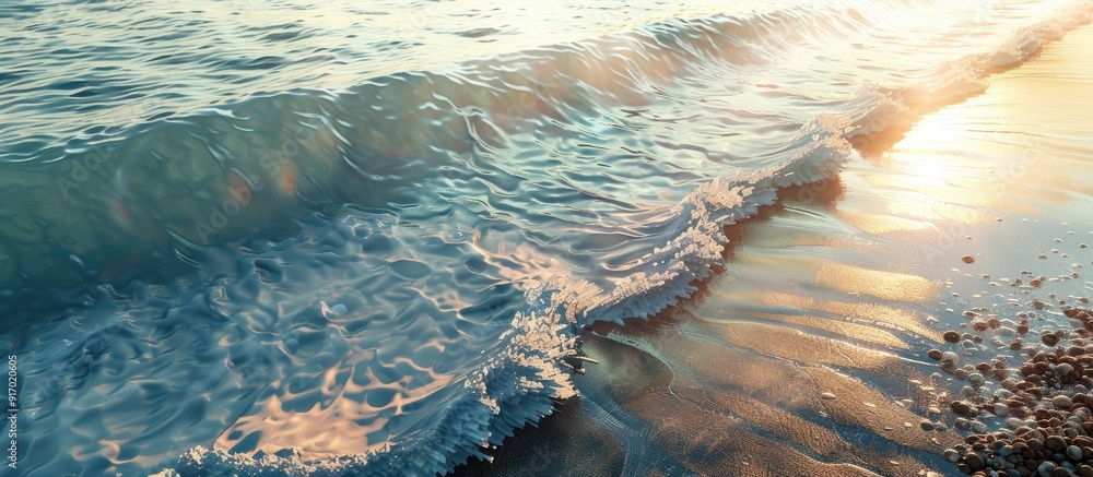Poster shoreline with gentle waves perfect for a copy space image