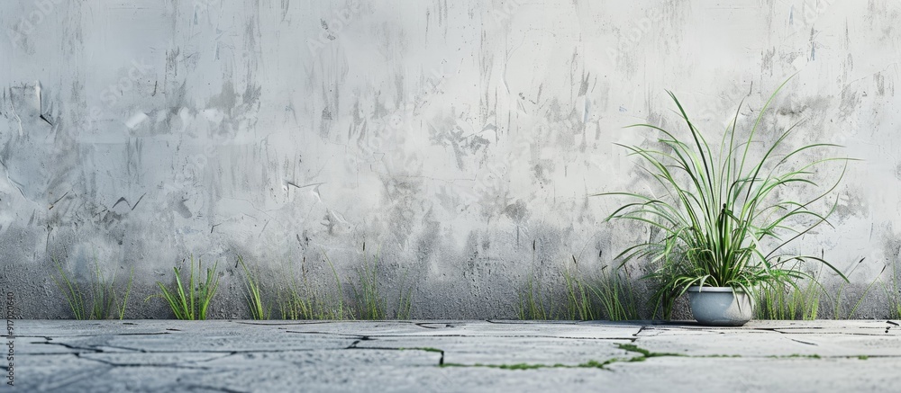 Poster chrysopogon plant in front of a cement surface with copy space image