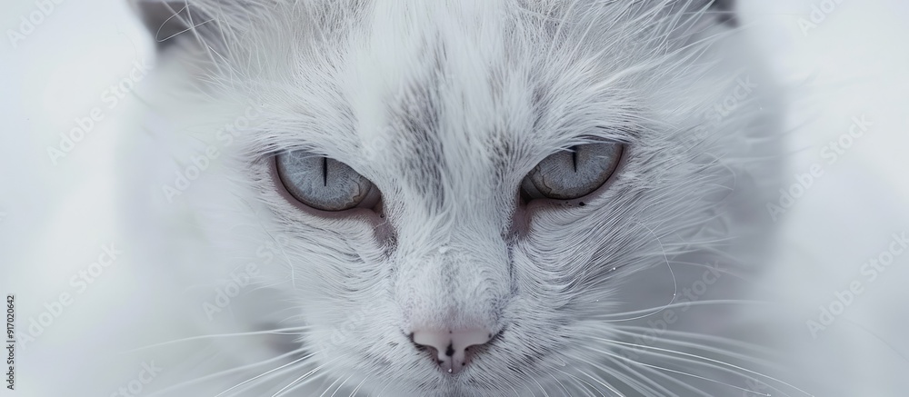 Poster a white cat with heterochromia in its eyes showcased in a captivating copy space image