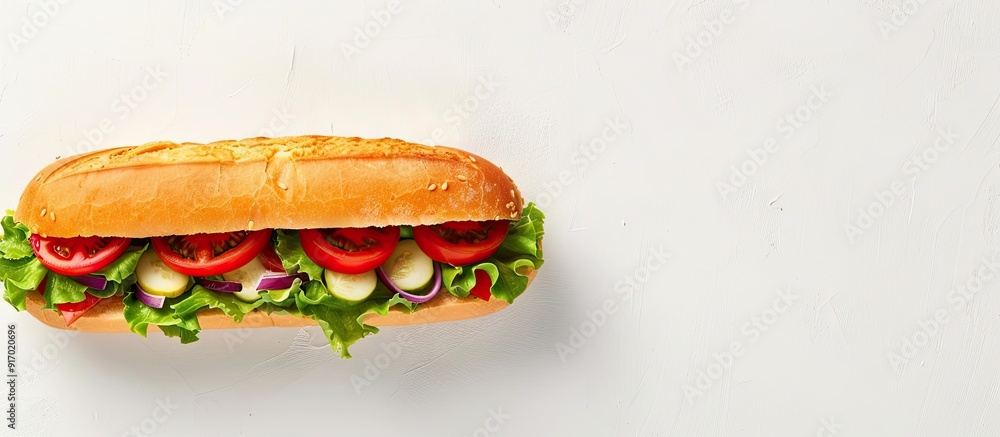 Aufkleber Sandwich displayed on a clear white backdrop with ample copy space image
