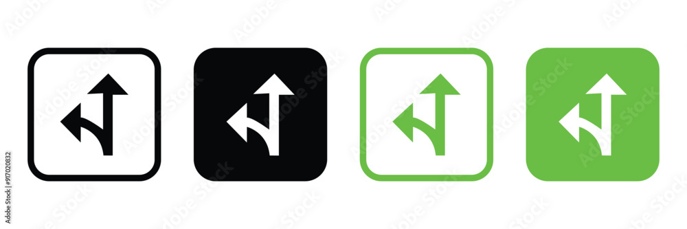 Aufkleber two way direction arrows icons. road way arrow icon set. two way arrows vector symbol isolated on wh