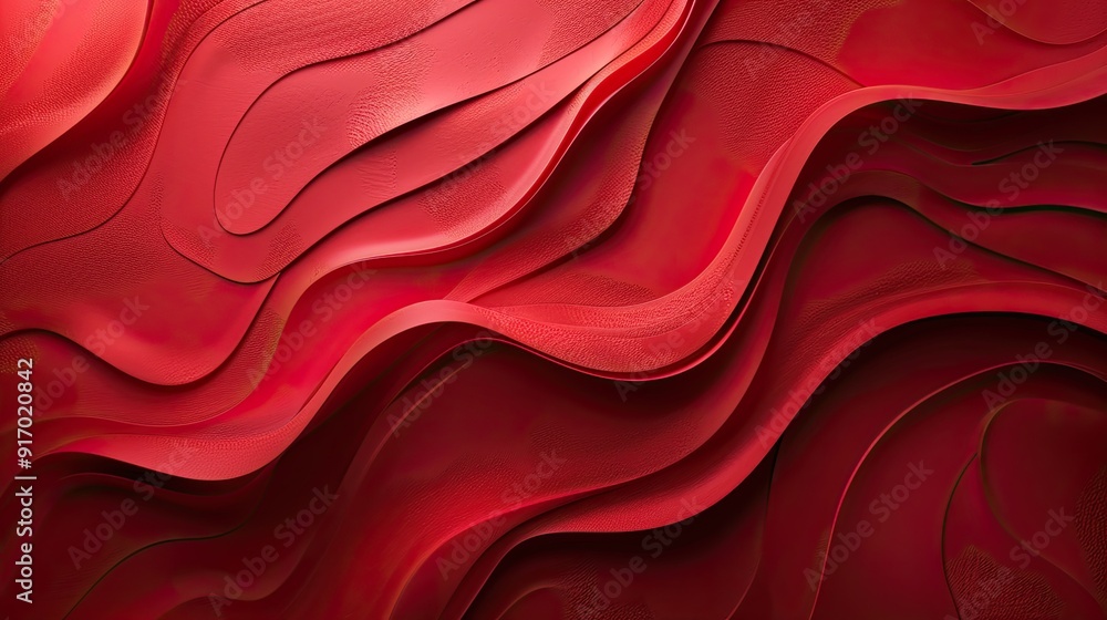 Poster solid red background with artistic lines