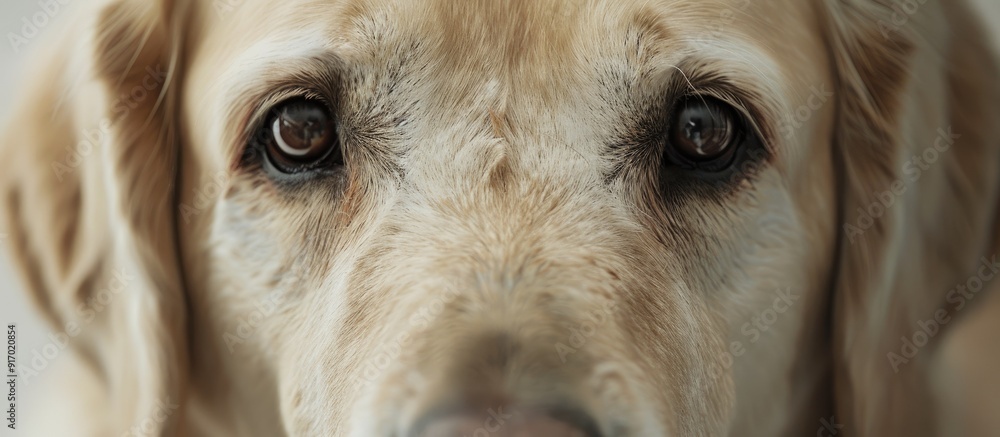 Poster Close up of a porcelain dog with eye to eye contact in a photo with a clean unobstructed background for potential use as a copy space image