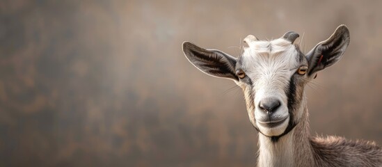 Naklejka premium Outdoor portrait of a South African Boer goat or kid with copy space image