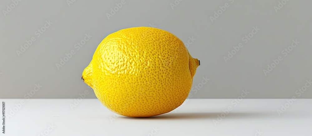 Poster a lemon positioned against a plain white backdrop with copy space image