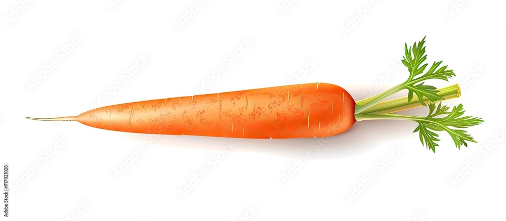 Poster isolated on a white backdrop a fresh organic carrot with green leaves showcases in the copy space im