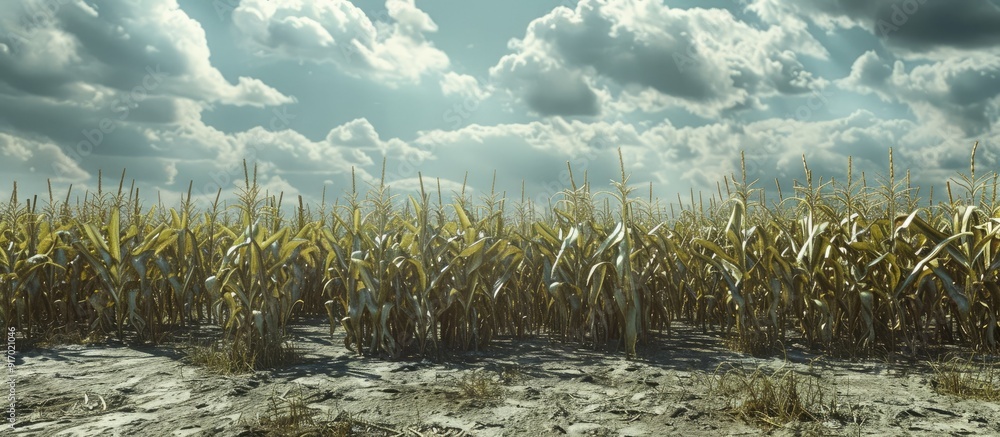 Poster a corn field with weathered stalks and ample copy space image