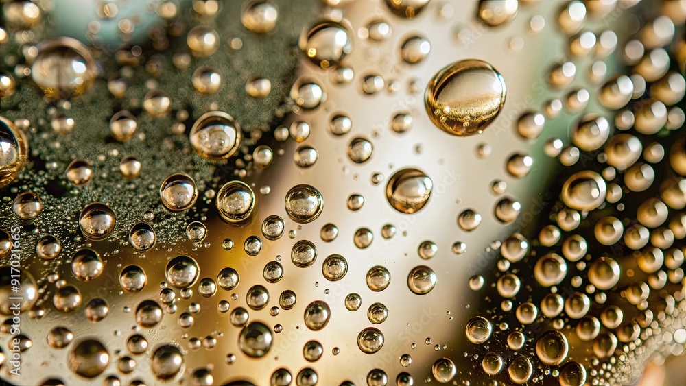 Aufkleber the image is of a surface covered in small, shiny, reflective droplets