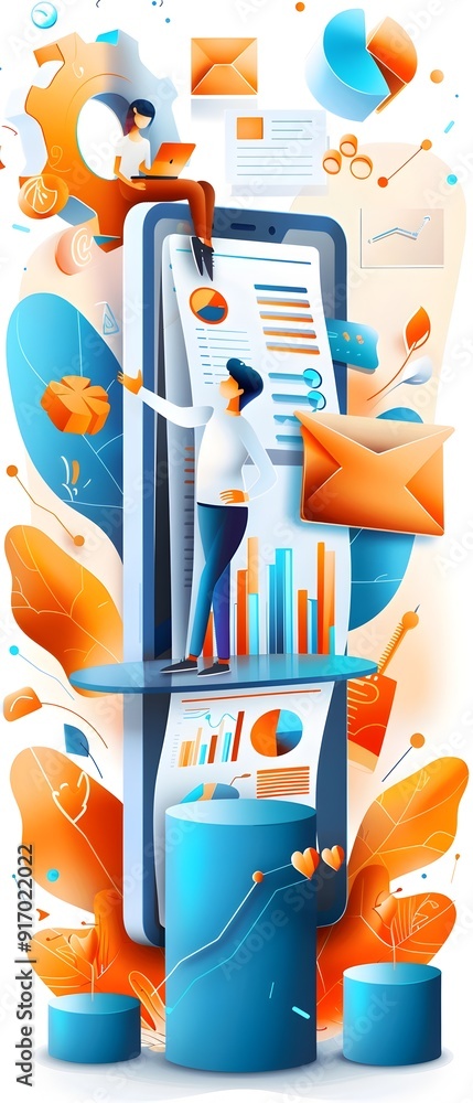 Poster business analytics and data visualization concept.