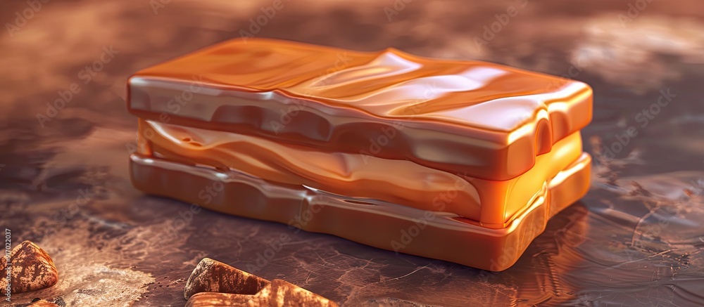 Aufkleber candy bar featuring a luscious caramel layer ideal for advertising with a copy space image