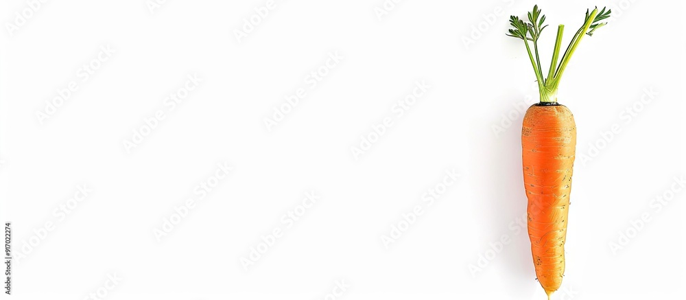 Poster isolated on a white backdrop a fresh organic carrot with green leaves showcases in the copy space im