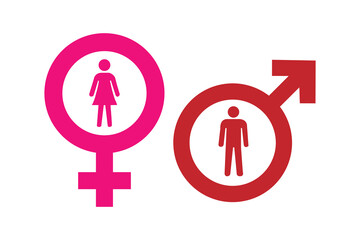 Gender icon symbols vector design.  Male and female icon set. Vector illustration.