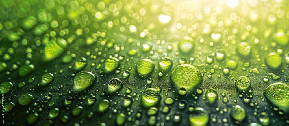Poster texture of a green droplet with a copy space image