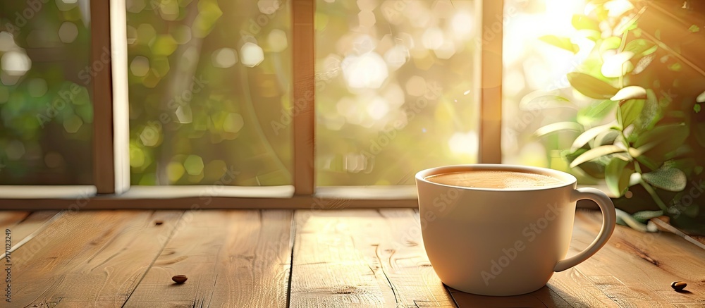 Poster Enjoying a mocha coffee in the afternoon with a copy space image