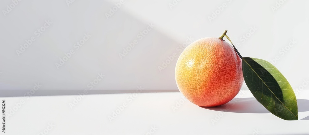 Poster Fresh grapefruit on a white background with a clipping path perfect for display with copy space image