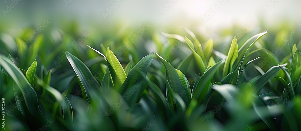 Poster detailed close up of spring grass seed corn with copy space image