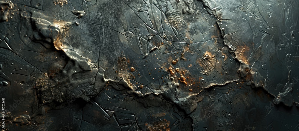 Poster a textured metal surface showing scratches and cracks suitable as a background for a copy space imag