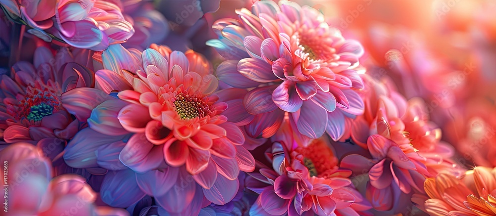 Poster vibrant pink blooms bursting with color in a copy space image