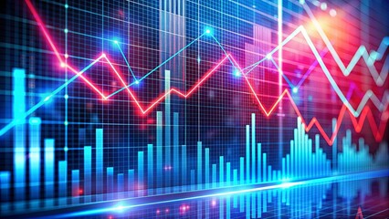 A graph with red and blue lines that are going down