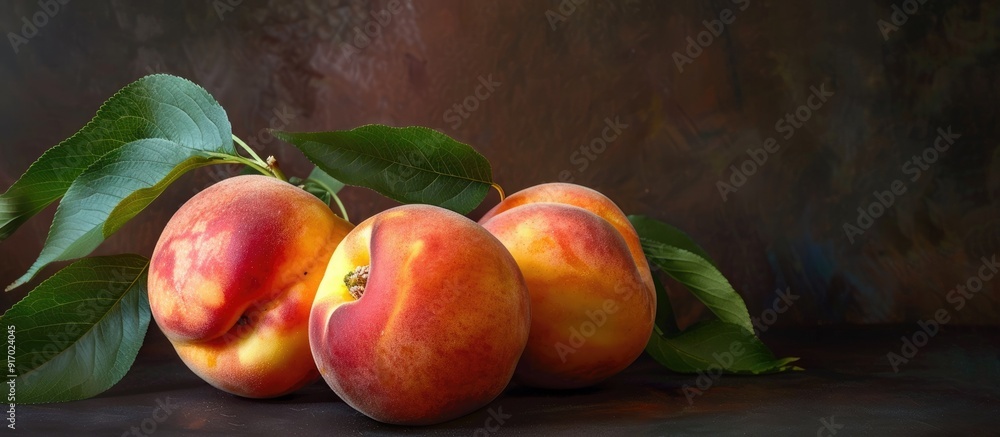 Poster Peaches set against a dark backdrop with copy space image