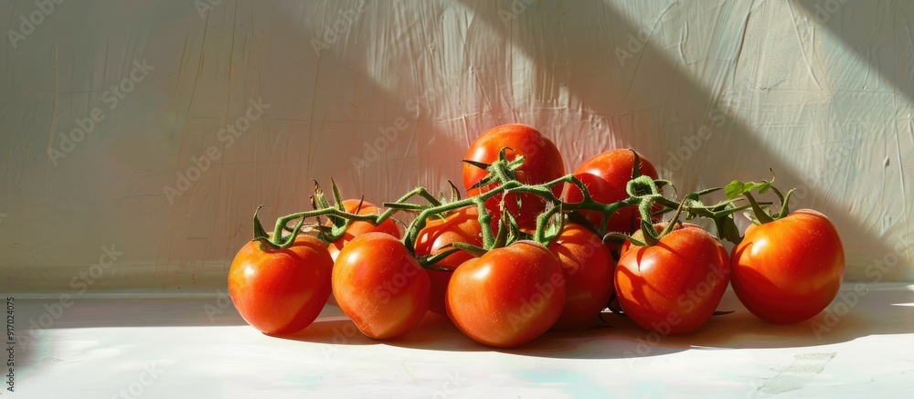 Poster Authentic shadows add depth to a copy space image featuring Marmande tomatoes