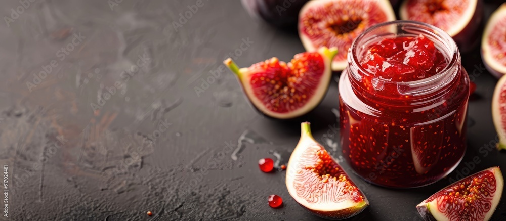 Aufkleber Photo of fig jam with empty space for text or design elements known as copy space image