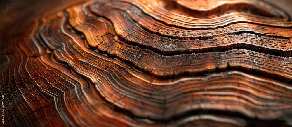 Poster Close up image showcasing the intricate texture of a pine wood ring with ample copy space image