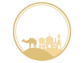 Mosque Camel Frame Background Illustration