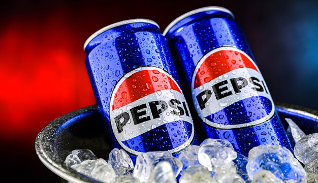 Cans of Pepsi, soft drink produced and manufactured by PepsiCo
