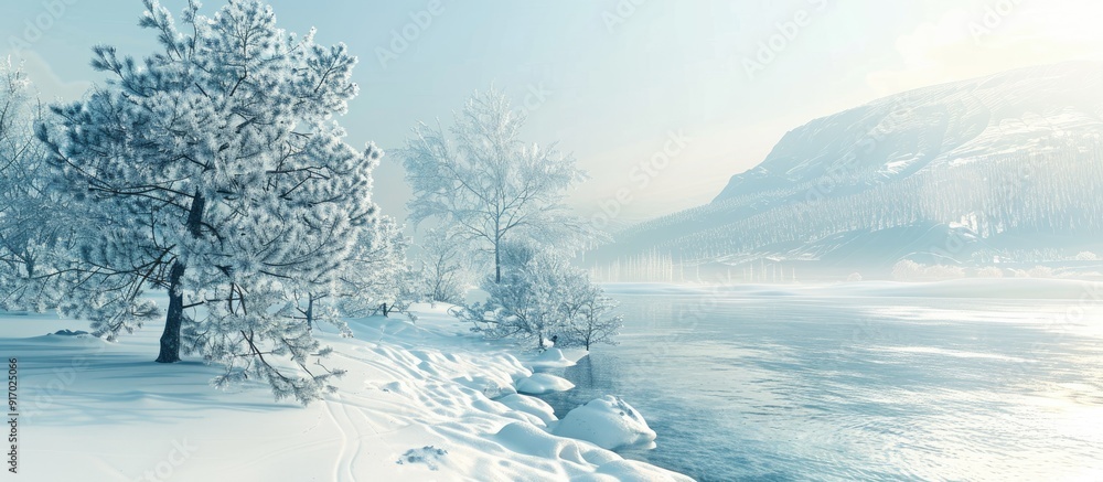 Poster scenic winter landscape with abundant copy space image