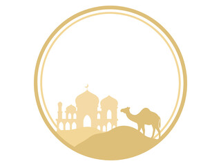 Mosque Camel Frame Background Illustration