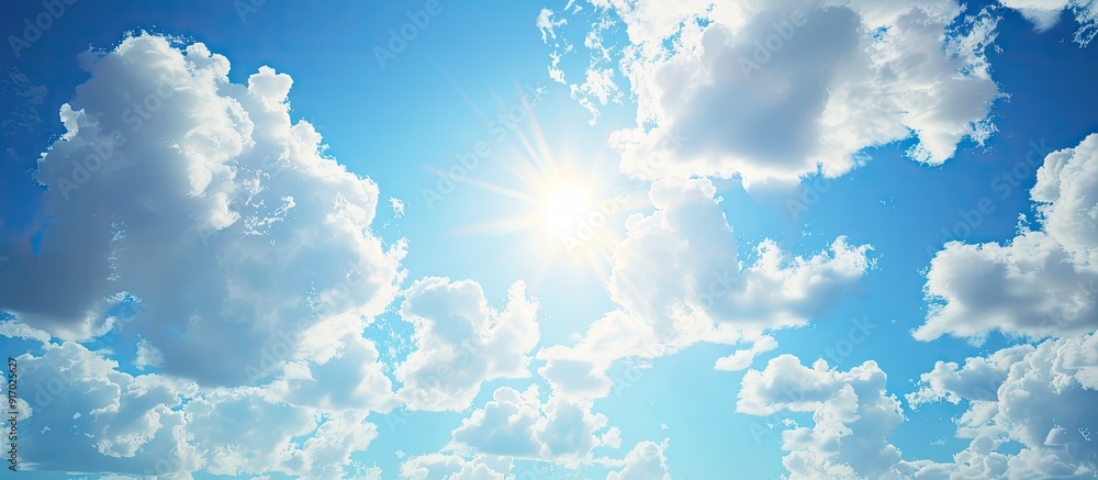 Poster a sunny sky providing a cheerful backdrop for a copy space image