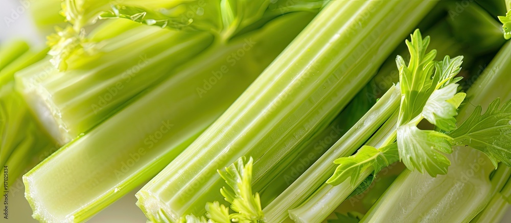 Aufkleber Close up of celery with a white background provides ample copy space image
