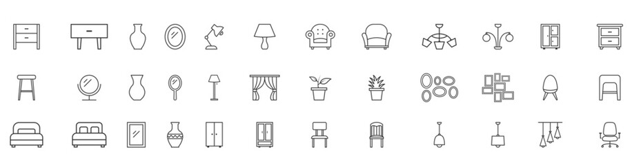 home furniture isolated icon set.