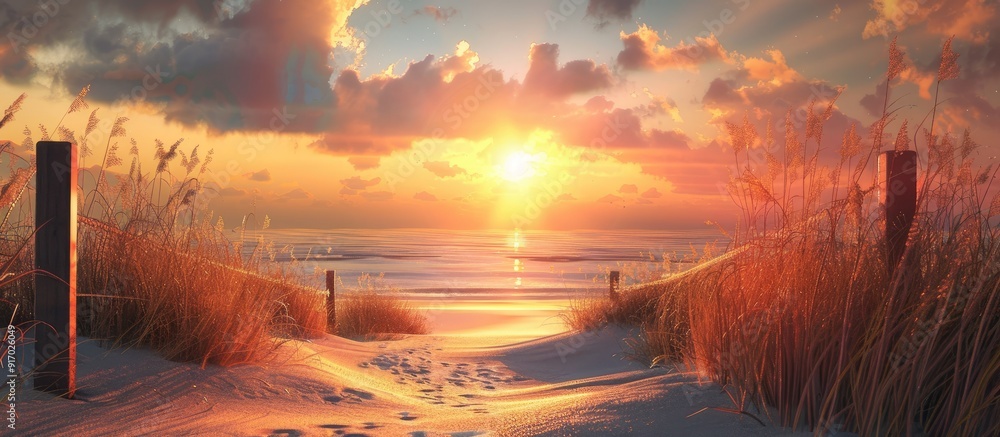 Poster A captivating sunset view with a beautiful sky and copy space image