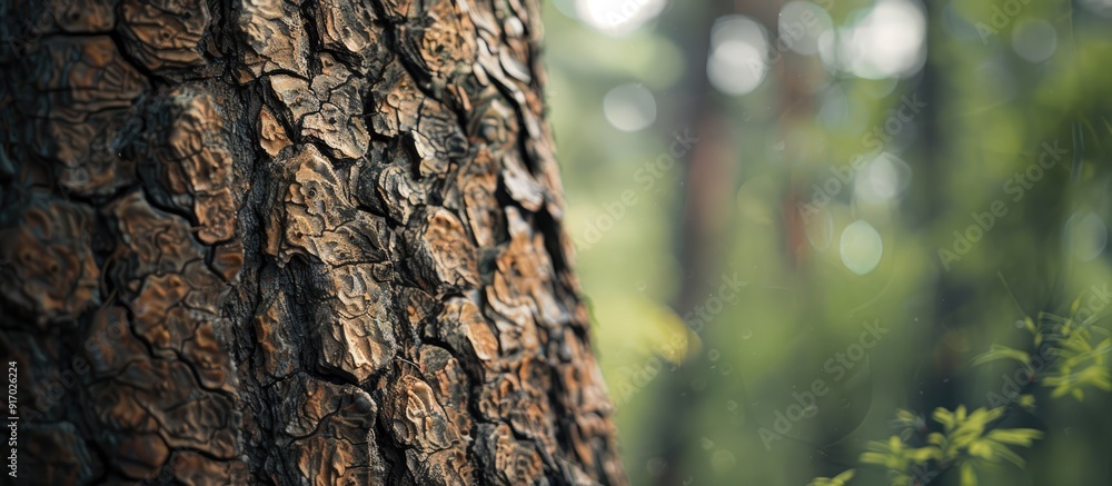 Aufkleber The tree standing with copy space image of its unique bark texture in the woodland