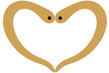 金色のハートを作る２匹の蛇のフレーム