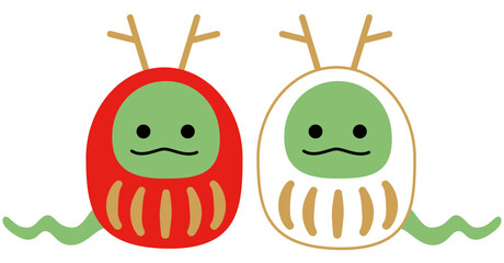 シンプルでかわいい紅白の蛇だるま