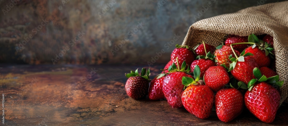 Poster fresh strawberries from the farm with copy space image