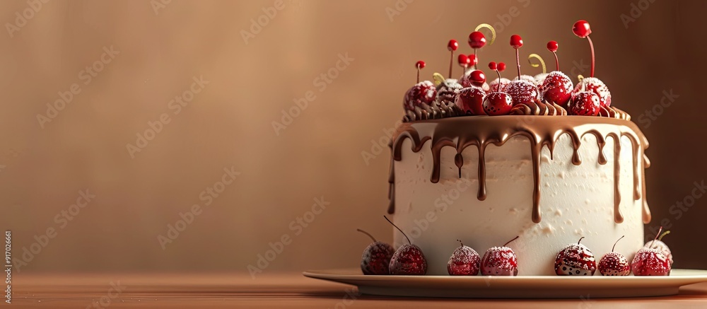 Poster a cake that is freshly made with a natural look and copy space image