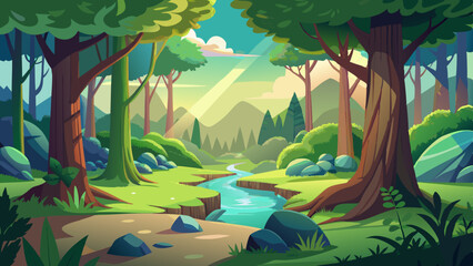 forest glade vector illustration