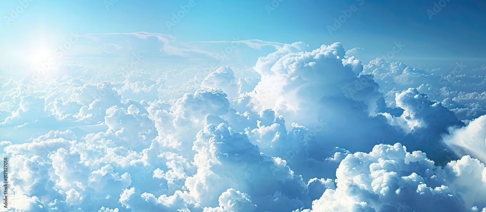 Poster beautiful panorama of soft clouds set against a blue sky creating a natural composition with copy sp