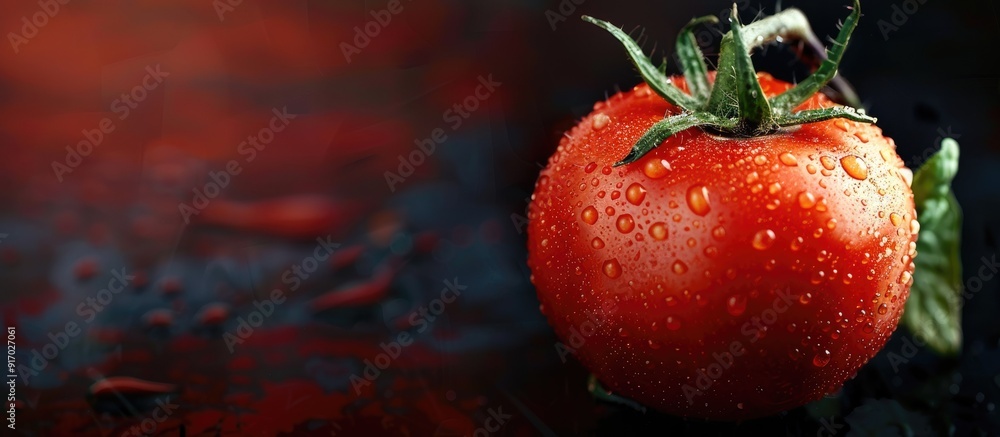Poster A vibrant red ripe tomato as a component of nutritious diet with copy space image